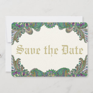 Reserva La Fecha Boda Paisley Peacock Colours Save the Date
