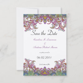 Reserva La Fecha Boda Peacock de Paisley Rosa y Verde