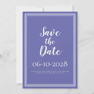 Reserva La Fecha Boda Periwinkle Azul Blanco Moderno Simple Letra S