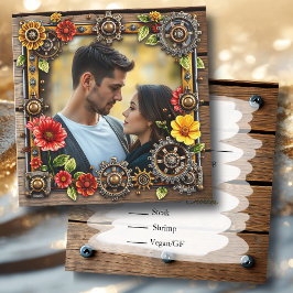 Reserva La Fecha Boda personalizada de Steampunk Metalizado y Mader