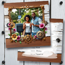 Reserva La Fecha Boda personalizada de Steampunk Metalizado y Mader