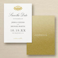 Boda personalizada Gold Lotus Flower Save the Date