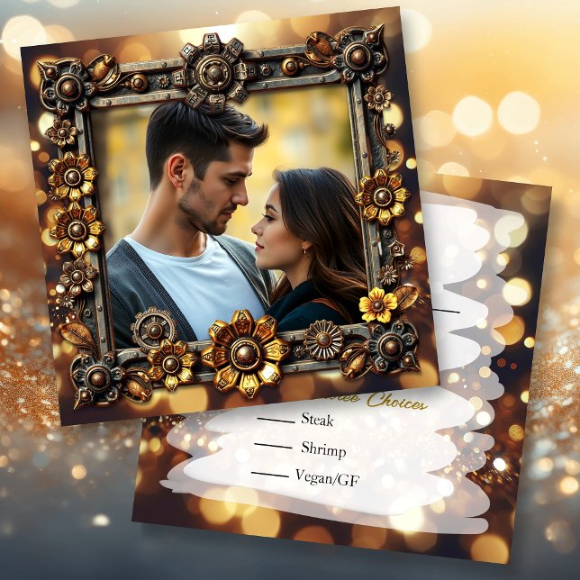 Reserva La Fecha Boda personalizada Gold Steampunk RSVP (Subido por el creador)