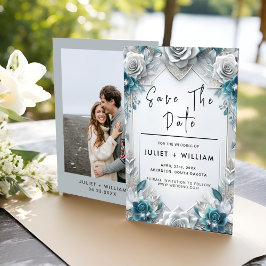 Reserva La Fecha Boda plateado de gama alta brillante metalizado