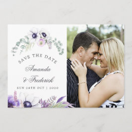 Reserva La Fecha Boda Polvo Violeta Floral Boda Guardar la Fecha