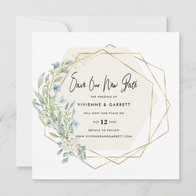 Reserva La Fecha Boda pospuesto Boda de nueva fecha (Anverso)