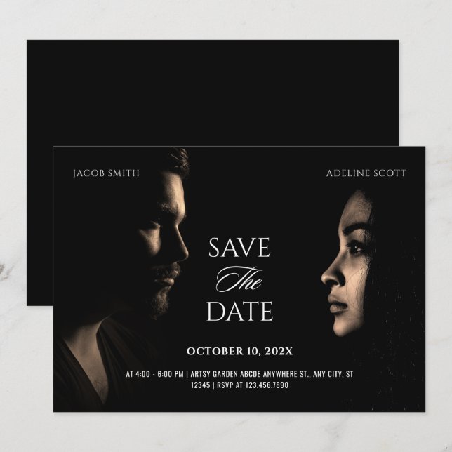 Reserva La Fecha Boda poster de película de cine de fotografía negr (Anverso / Reverso)