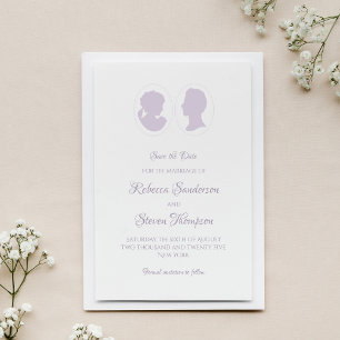 Reserva La Fecha Boda púrpura clásico Cameo Regency