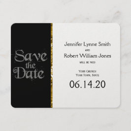 Reserva La Fecha Boda Purpurina blanca y dorada negra salva la fech