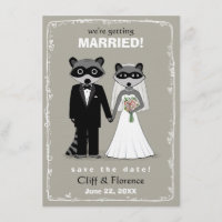 Boda Raccoons Guardar la fecha (gris cálido)