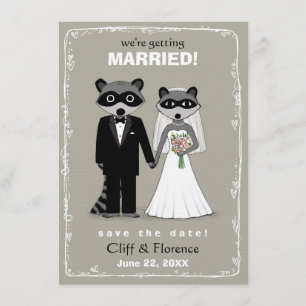 Reserva La Fecha Boda Raccoons Guardar la fecha (gris cálido)