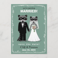 Boda Raccoons Guardar la fecha Verde azulada