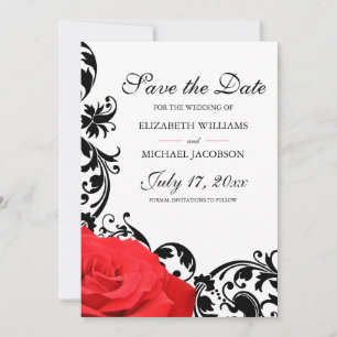 Reserva La Fecha Boda Red Rose Black Flourish