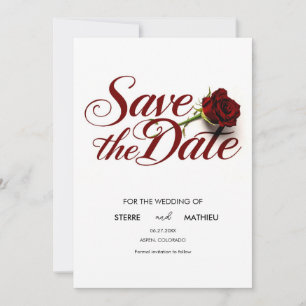 Reserva La Fecha Boda Red Rose personalizado