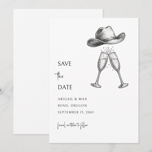 Reserva La Fecha Boda Redneck Guardar la Fecha (Anverso / Reverso)