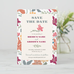Reserva La Fecha Boda Retro de Época Media Floral Boho Chic