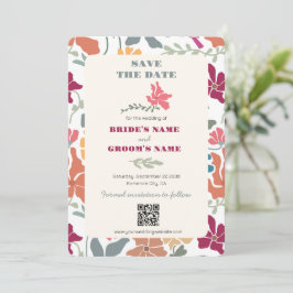 Reserva La Fecha Boda Retro de Época Media Floral Boho Chic