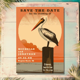 Reserva La Fecha Boda Retro Pelican Beach Moderna
