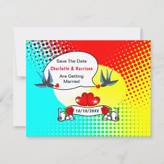 Reserva La Fecha Boda Retro Rockabilly (Anverso)