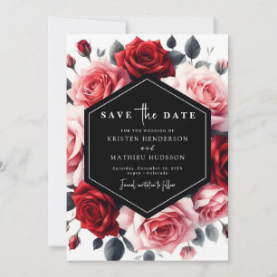 Reserva La Fecha Boda rojo Floral Boho Crimson