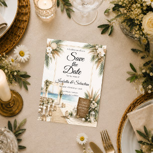 Reserva La Fecha Boda Romántica de Boho Costero Elegante