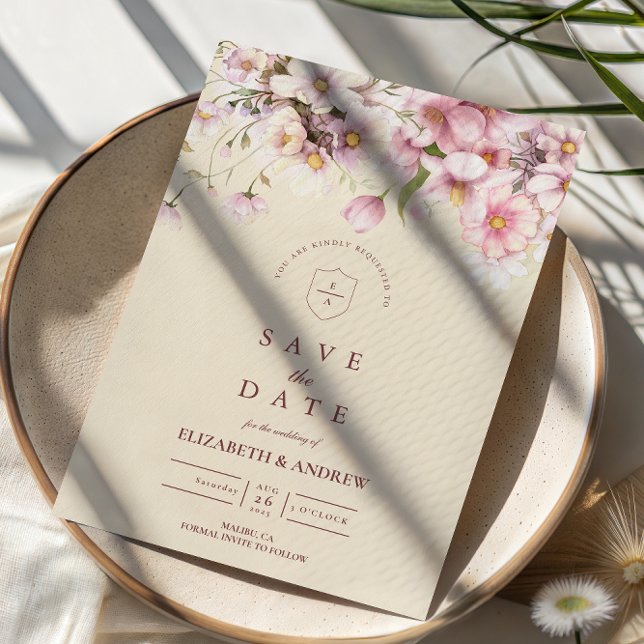 Reserva La Fecha Boda Romántica de Floración de Primavera (Subido por el creador)