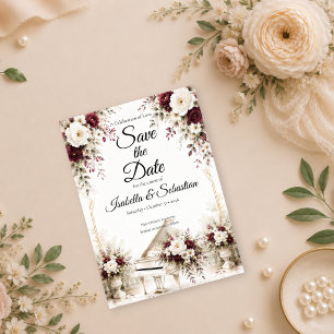 Reserva La Fecha Boda Romántica en el Jardín de Piano Lujoso