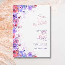 Reserva La Fecha Boda Romántica Floral de Flor Silvestre Pastel