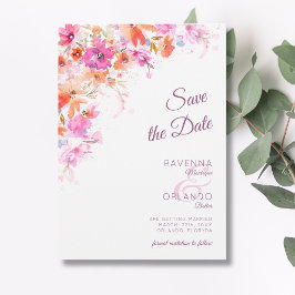 Reserva La Fecha Boda Romántica Floral Flor de Cerezo Pastel Rosa