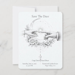 Reserva La Fecha Boda Romántica Manos Diseño Minimalista