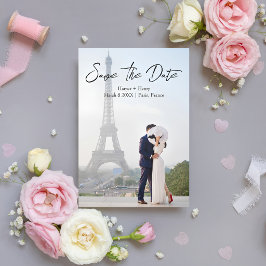 Reserva La Fecha Boda Romántica Moderna París Francia Foto de Parej