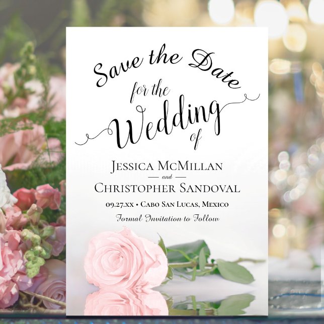 Reserva La Fecha Boda Romántica Rosa Rosado Reflectante (Subido por el creador)