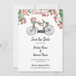 Reserva La Fecha Boda Romántico de Flores de Bicicleta Vintage y Av