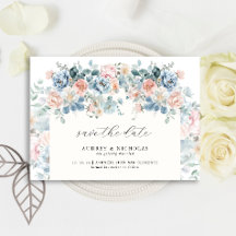 Boda Romántico Elegante Dusty Blue Peach Florals