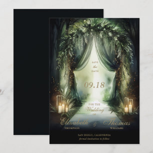 Reserva La Fecha Boda romántico esmeralda encantado