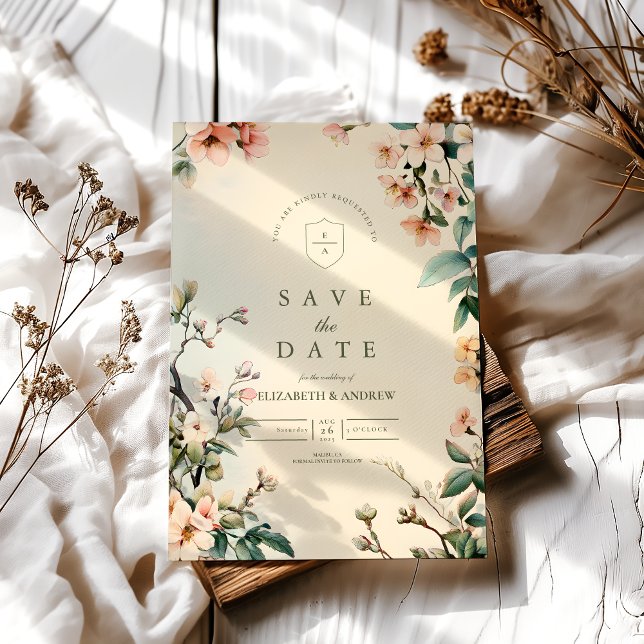 Reserva La Fecha Boda romántico floral de Art Nouveau (Subido por el creador)