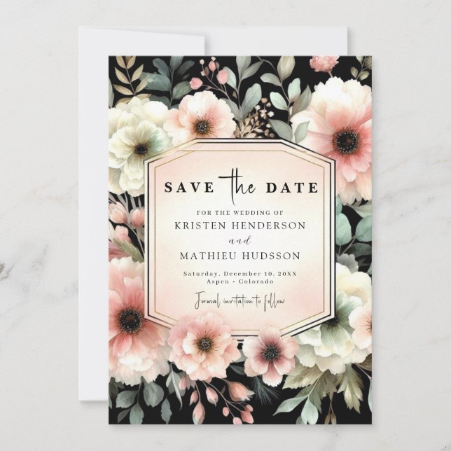 Reserva La Fecha Boda Romántico Pastel Rosa Floral (Anverso)
