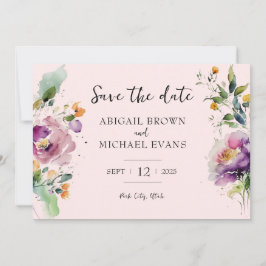 Reserva La Fecha Boda rosa floral acuarela