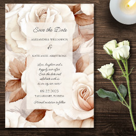 Reserva La Fecha Boda Rosas de marfil y rubor simplemente elegante