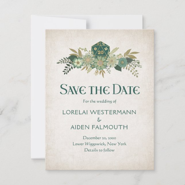 Reserva La Fecha Boda RPG Dice Gamer (Anverso)