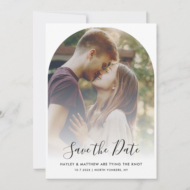 Reserva La Fecha Boda RSVP de fotografía de código QR moderno (Anverso)