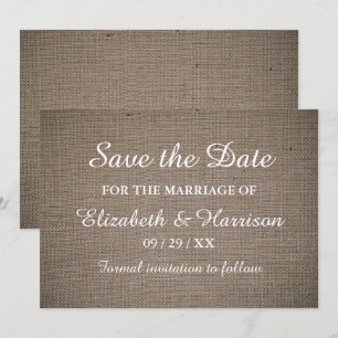 Reserva La Fecha Boda Rustic Burlap