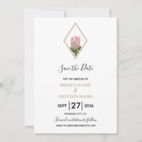 Boda Rustic King Protea Save the Date