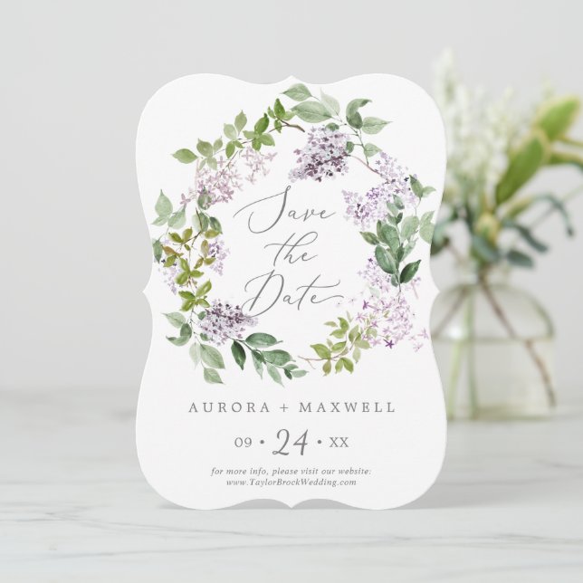 Reserva La Fecha Boda Rustic Lilac (Anverso de pie)