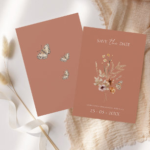 Reserva La Fecha Boda Rustic Terracotta Otumt Fall Wildflowers