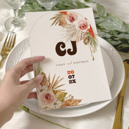 Reserva La Fecha Boda Rústica Boho con Hierba de Pampas