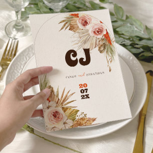 Reserva La Fecha Boda Rústica Boho con Hierba de Pampas