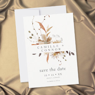 Reserva La Fecha Boda rústica boho floral de otoño