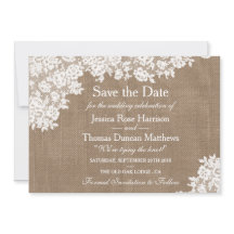 Boda Rustica Burlap & Vintage Lace Wedding Save Th