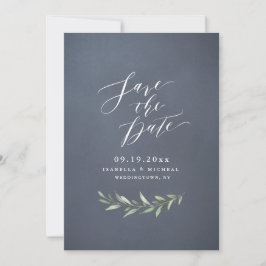 Reserva La Fecha Boda rústica con caligrafía simple gris y vegetaci